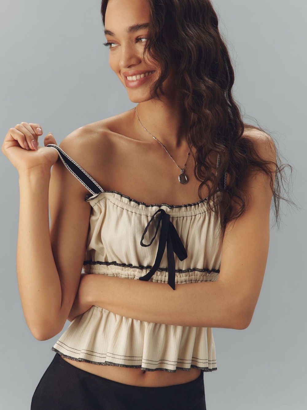 Pilcro Tiered Ruffle Hem Ruched Tank Top - Picture 1 of 4
